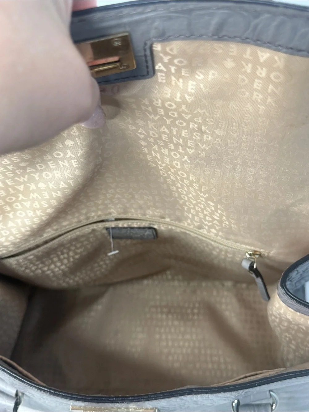 Kate Spade NY Orchard Valley Sinclair Crocodile Leather Shoulder Large “Putty”